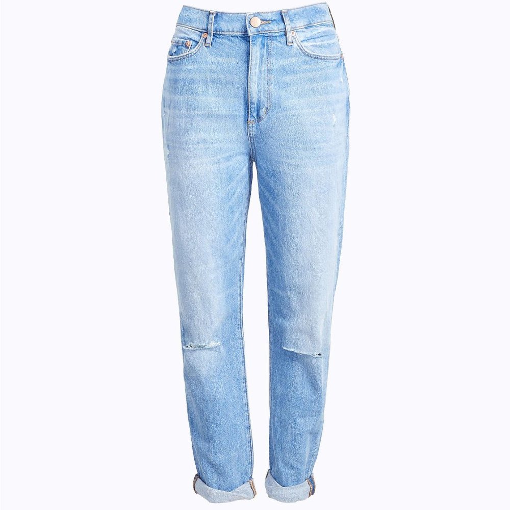 LOFT Distressed High Waisted Boyfriend Jeans